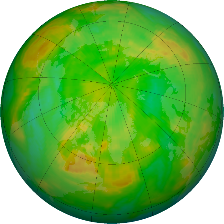 Arctic ozone map for 13 June 1992